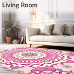 Pretty Pink Floral Mandala Rug