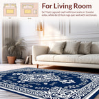 Ornate Blue White Floral Mandala Rug