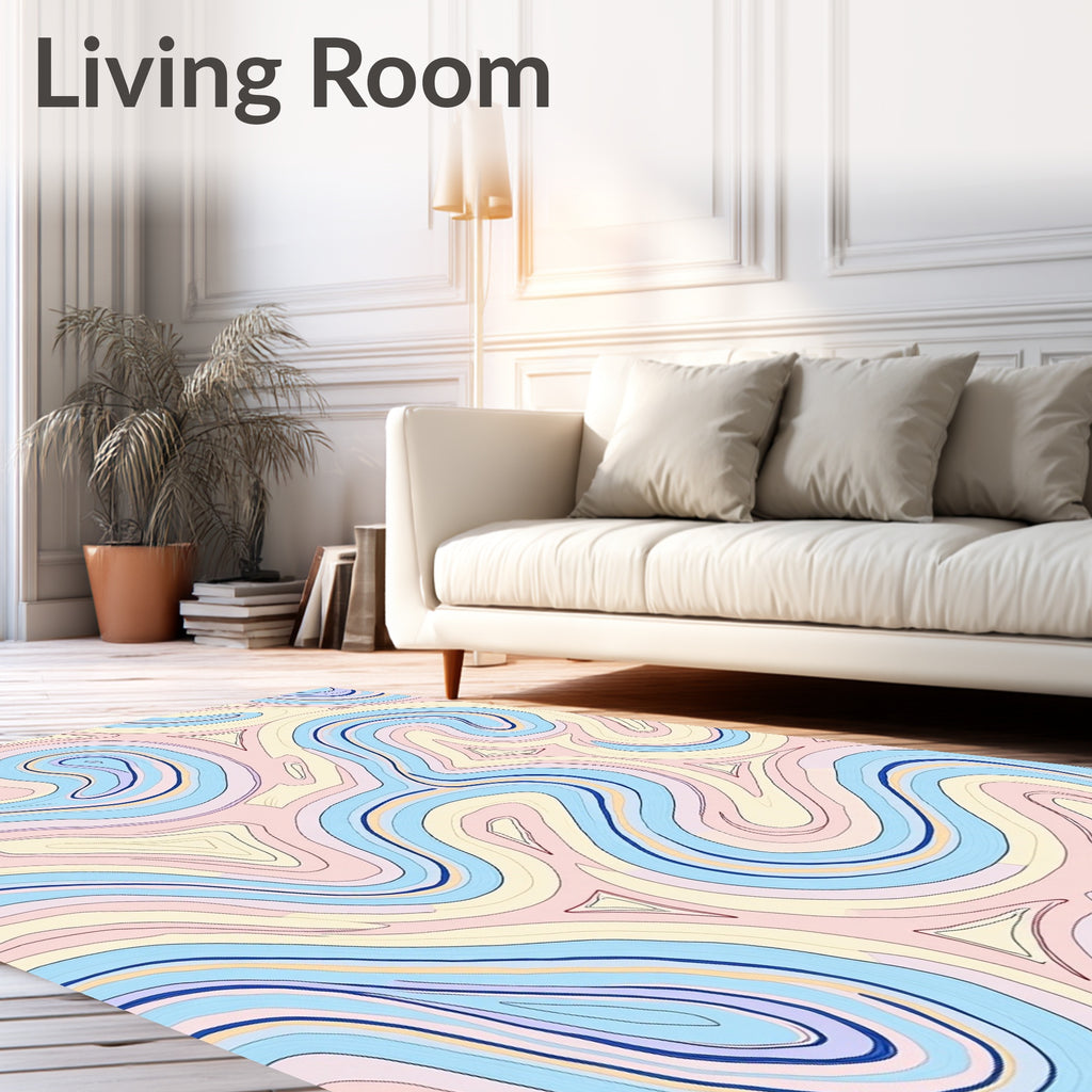 Pastel Swirl Contour Pattern Rug