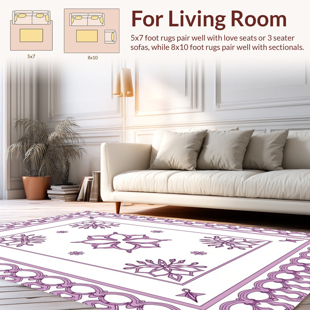 Ornate Purple Floral Medallion Rug