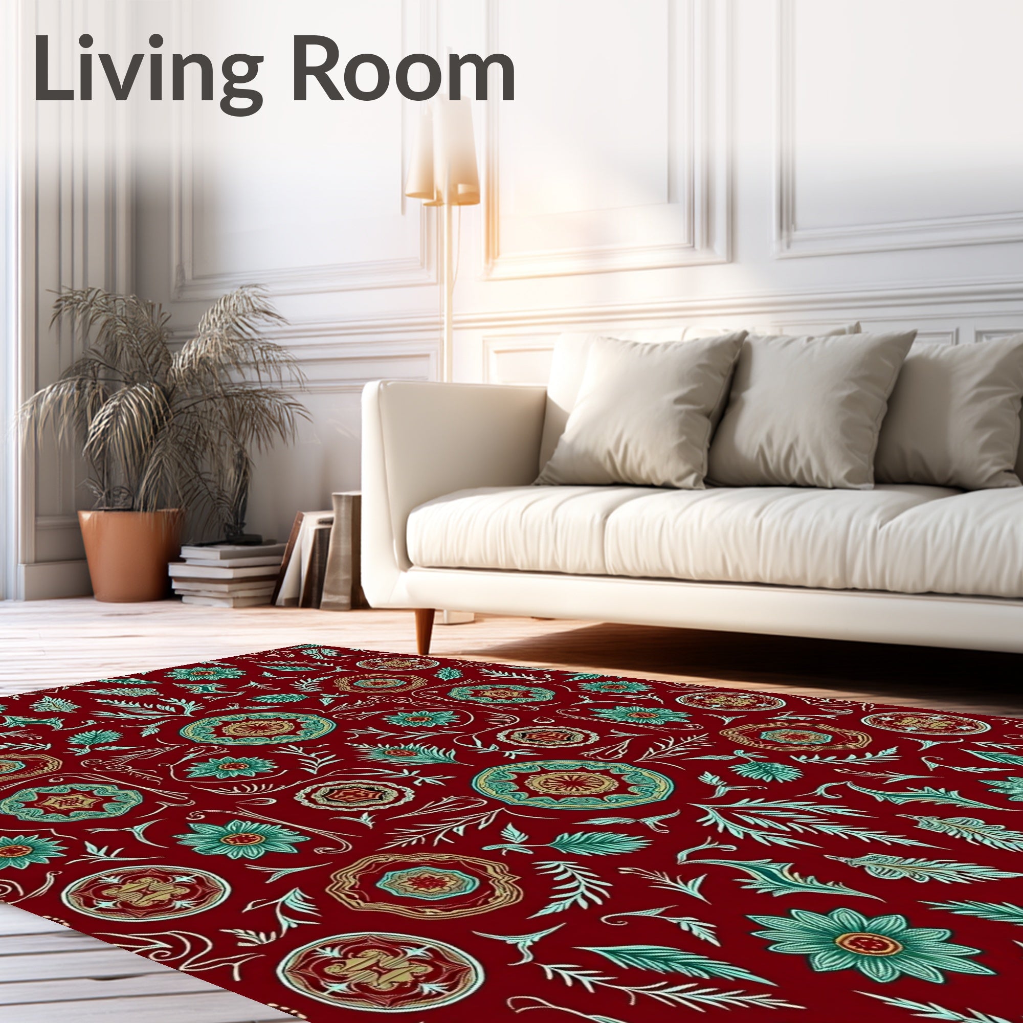 Elegant Floral Inspired Medallion Pattern Rug