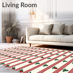 Red Stripe Holly Berry Accents Rug