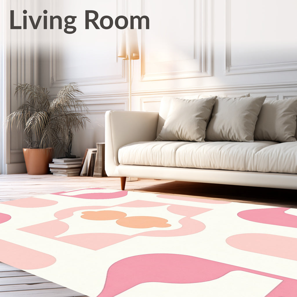 Pink Orange Geometric Mid Century Mod Rug
