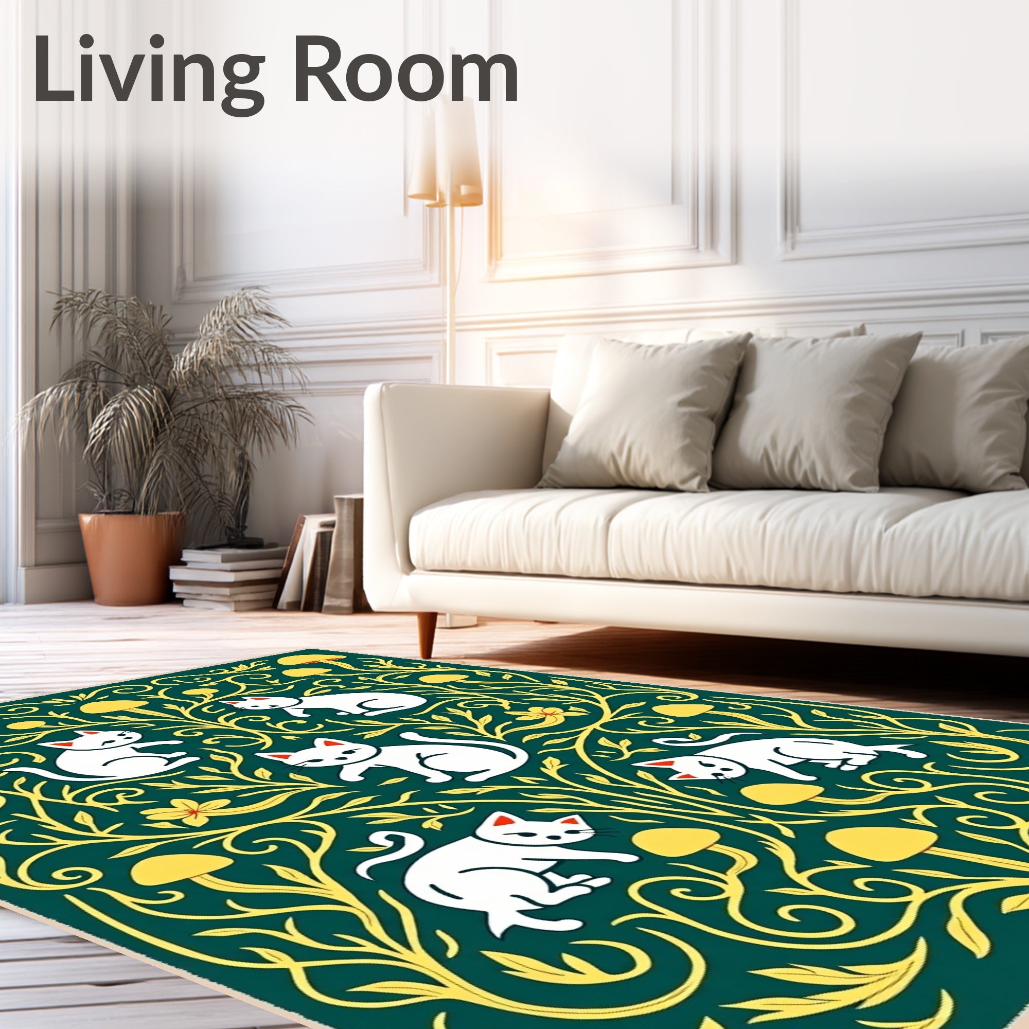 Whimsical Cats And Mushrooms Folklore Rug