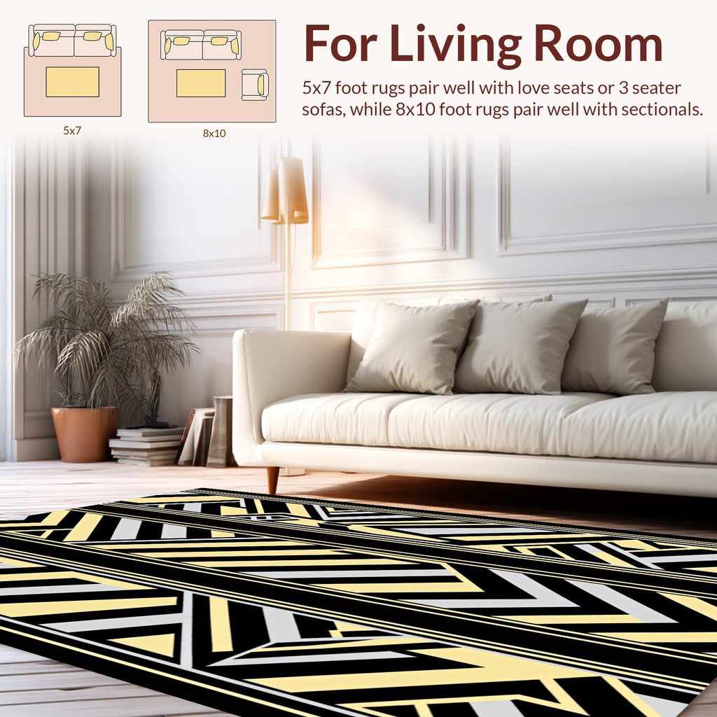 Art Deco Geometric Stripe Pattern Rug