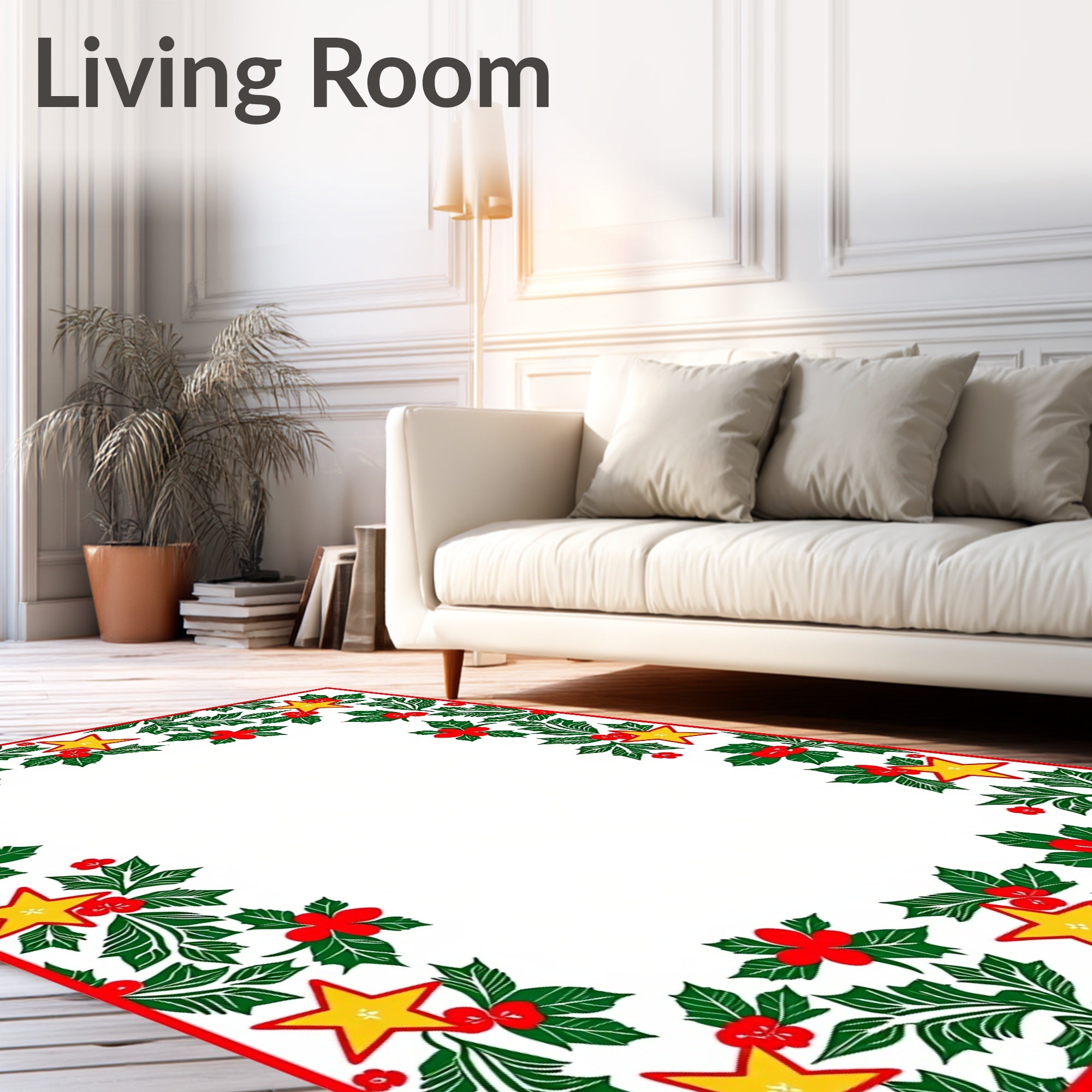 Festive Holly Star Festive Pattern Rug