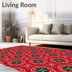 Crimson Mandala Geometric Tile Art Rug