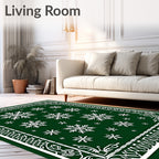 Elegant White Snowflake Festive Design Rug