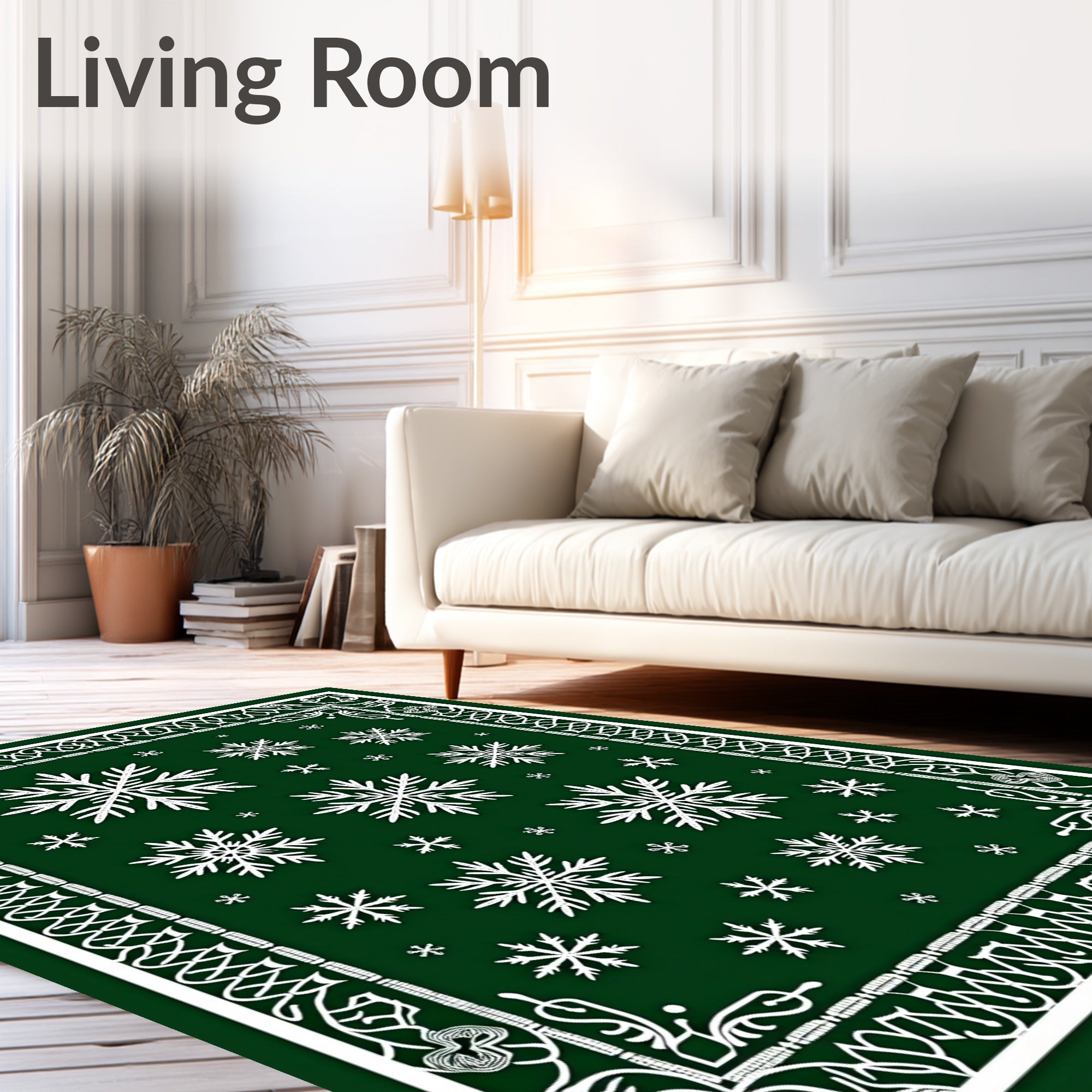 Elegant White Snowflake Festive Design Rug