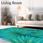 Tropical Leaf Pattern Accent Rug