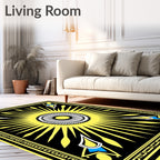 Radiant Sun With Geometric Border Design Rug