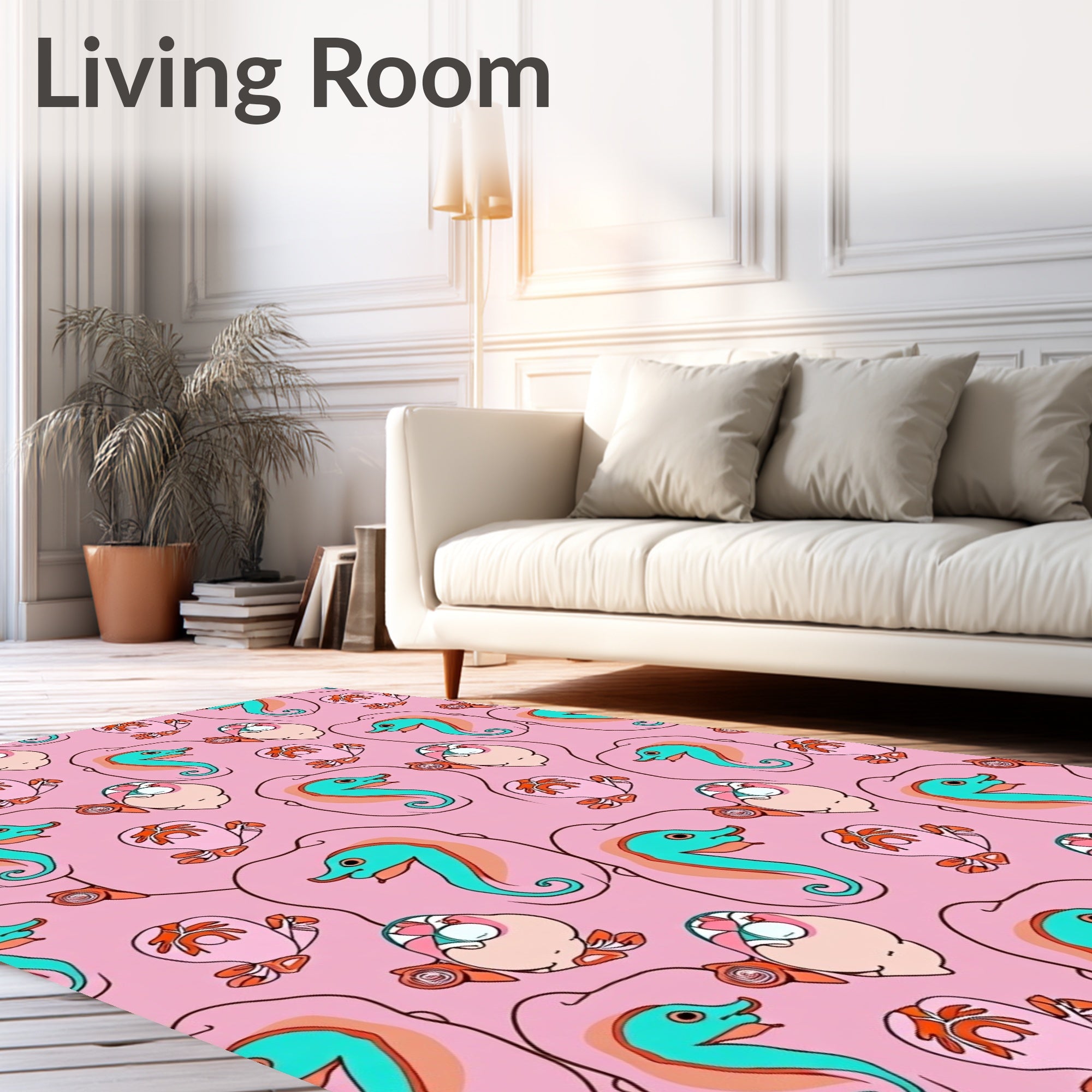 Playful Seahorse Fish Pattern Rug