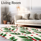 Evergreen Sprig Berry Pattern Rug