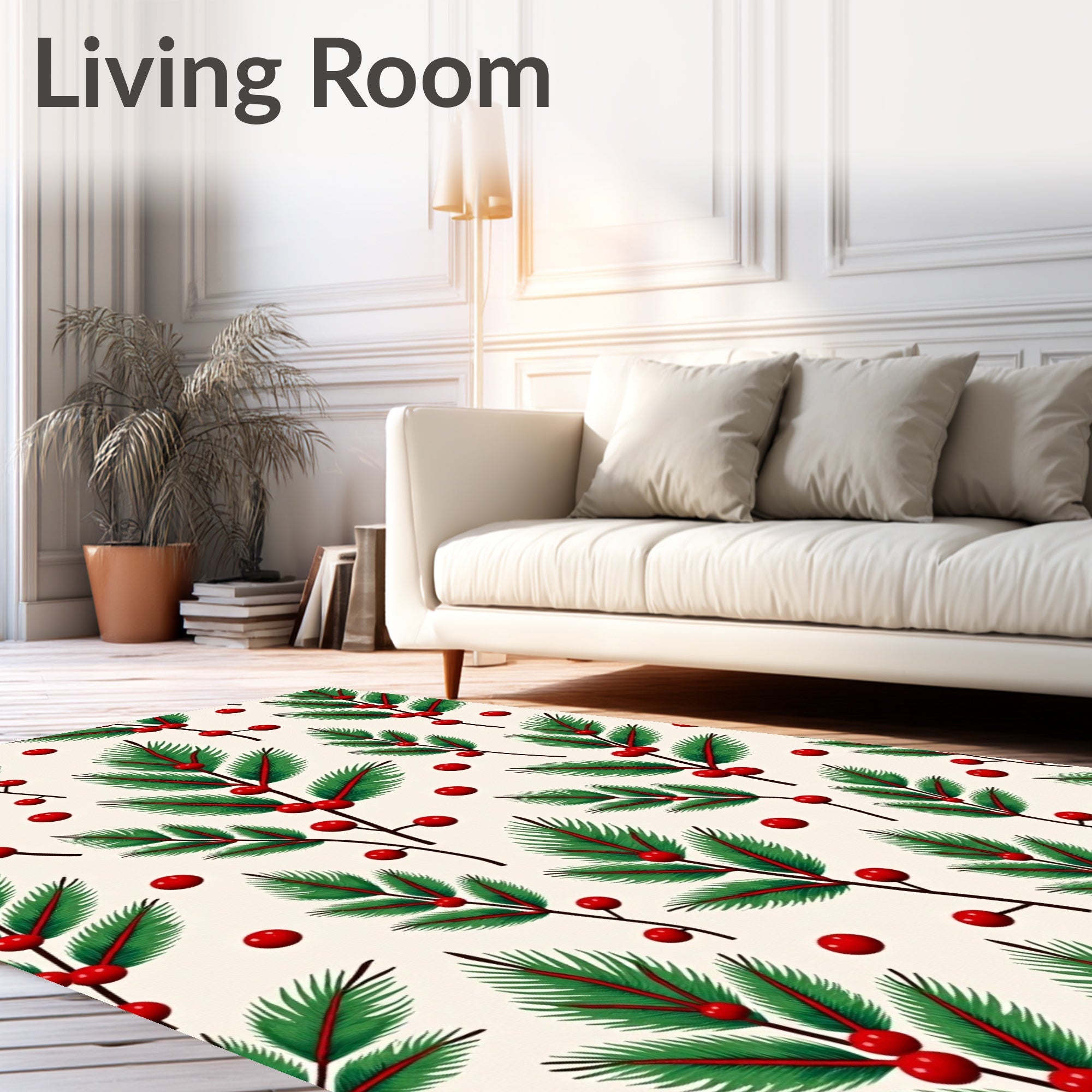 Evergreen Sprig Berry Pattern Rug