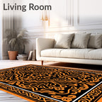 Intricate Orange Tribal Pattern Design Rug