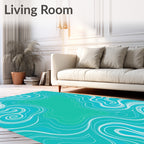 Turquoise Teal Swirling Abstract Lines Rug