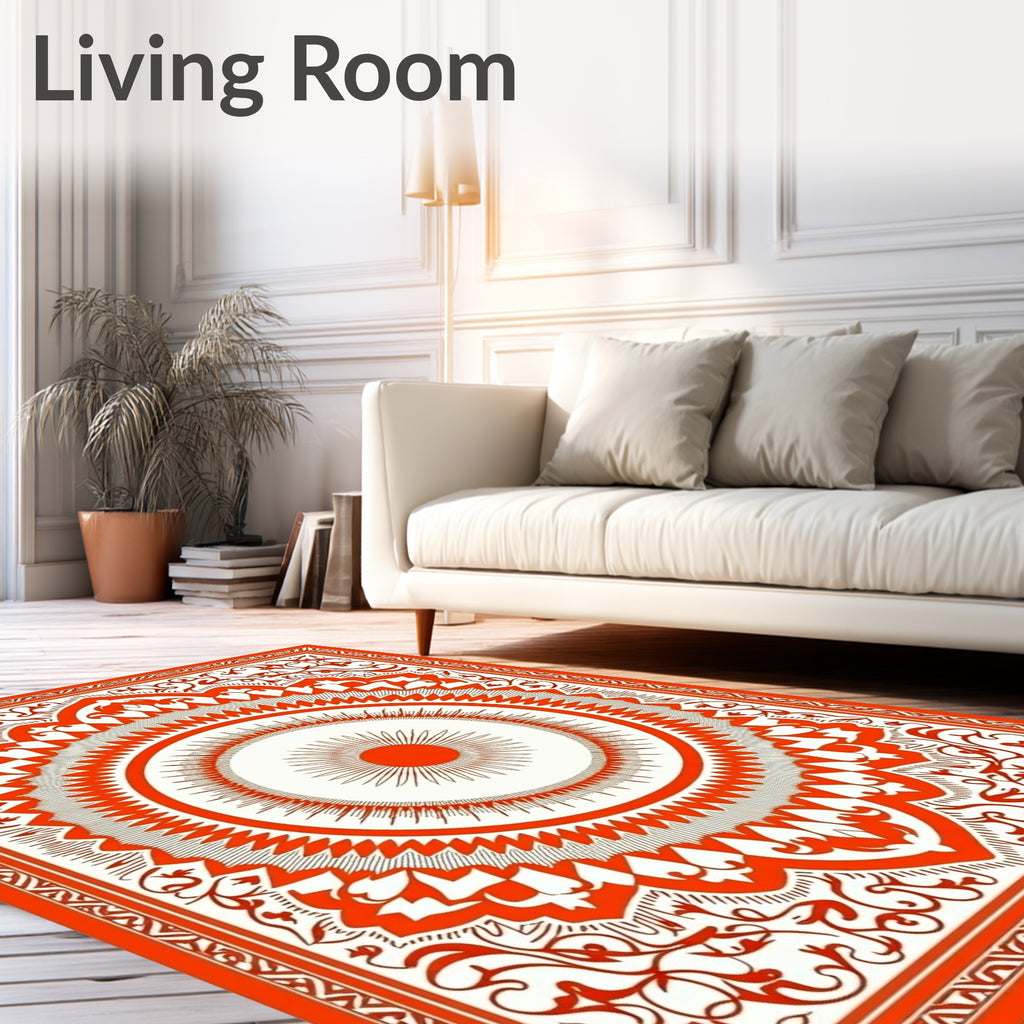 Radiant Sun Mandala Inspired Design Rug