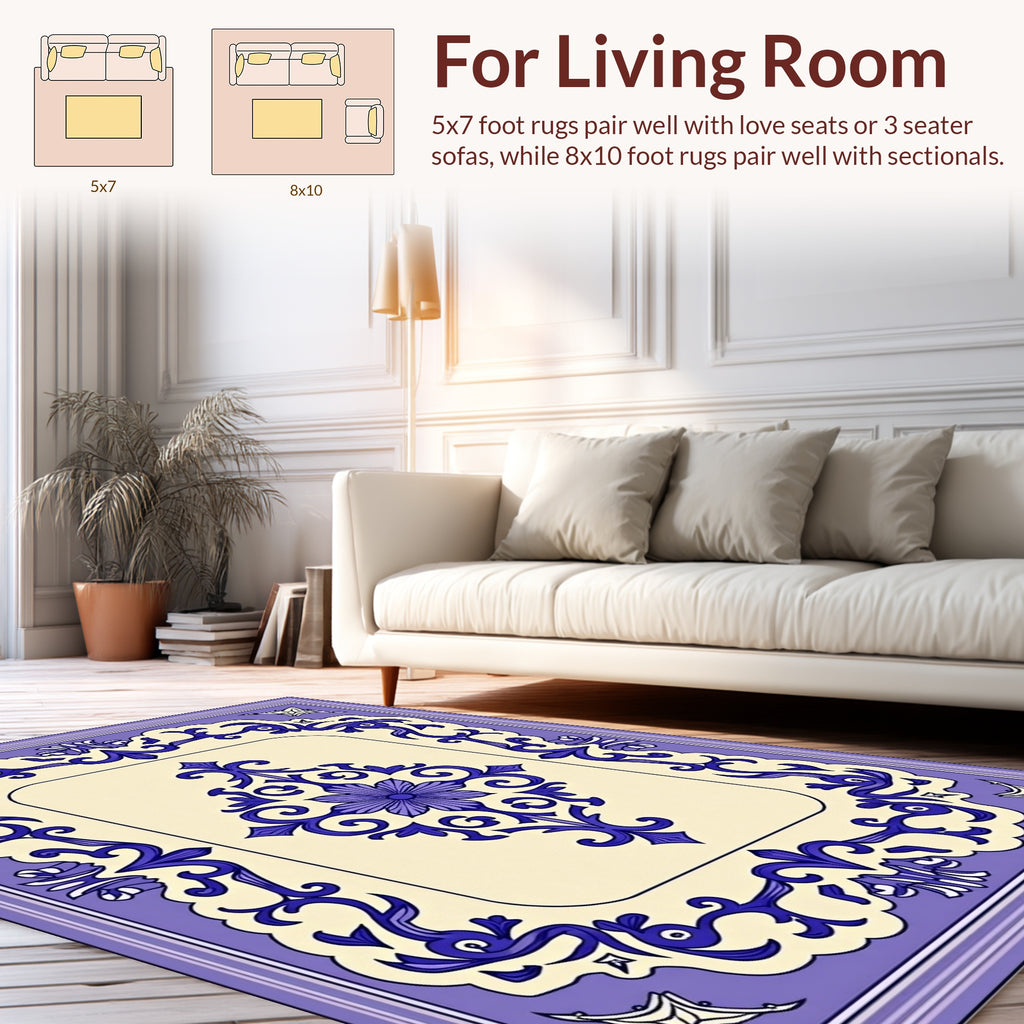 Ornate Floral Damask Pattern Rug