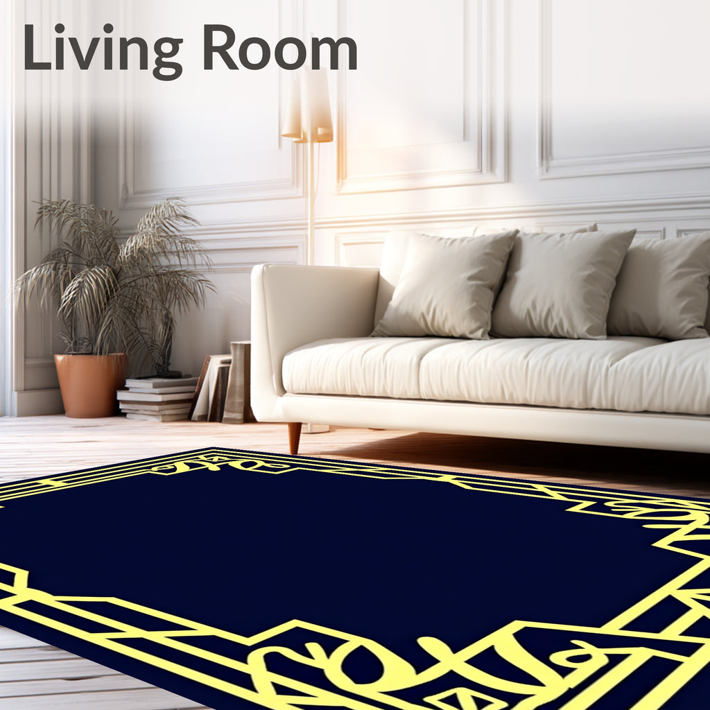 Art Deco Yellow Geometric Outline Rug