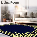 Art Deco Yellow Geometric Outline Rug