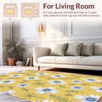 Floral Botanical Pattern with Blue Yellow Accents Rug