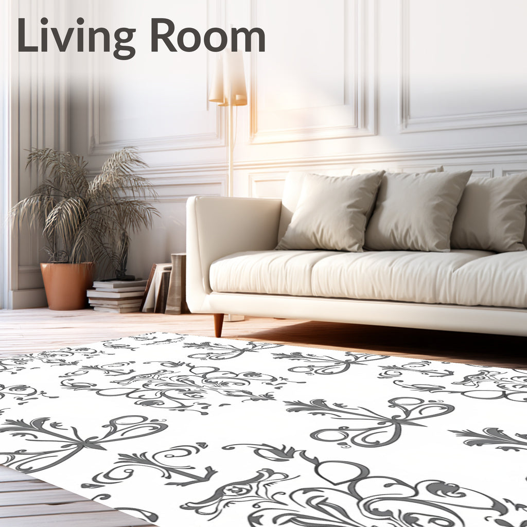Elegant Scrollwork Damask Pattern Rug