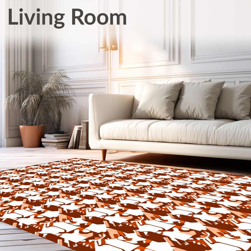 Houndstooth Pattern Abstract Warm Tones Rug