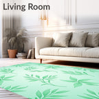 Green Leafy Botanical Pattern Design Rug