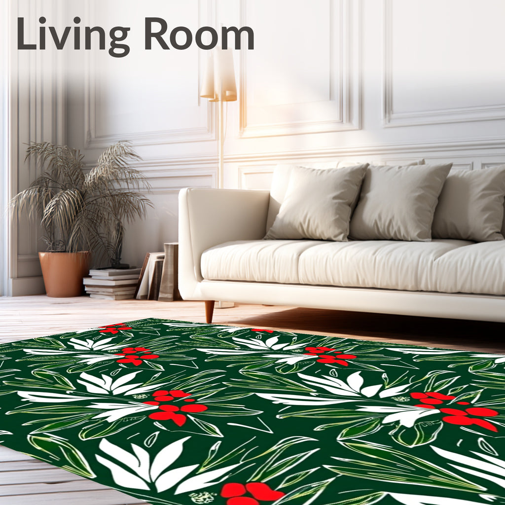 Bold Leaf Berry Abstract Pattern Rug