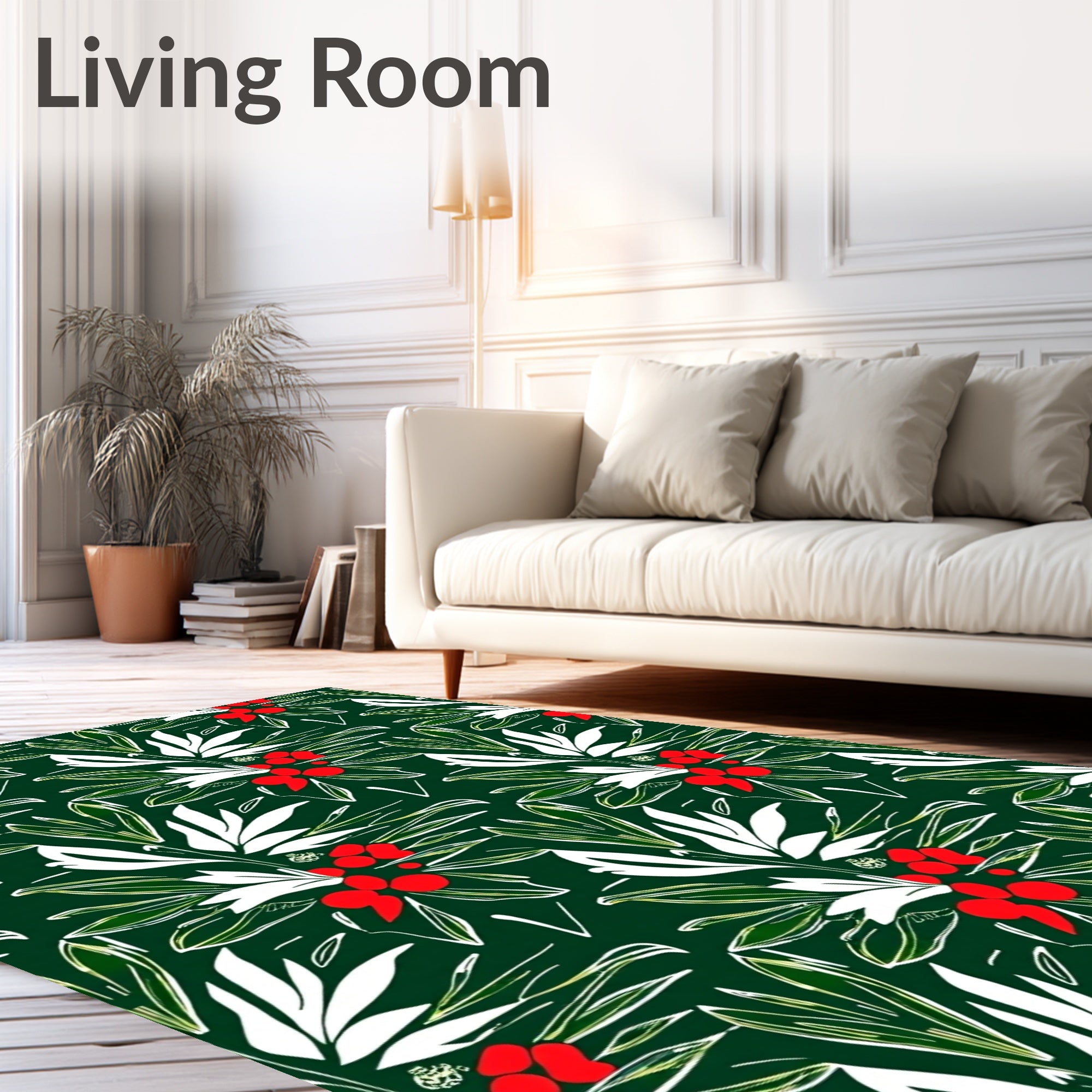 Bold Leaf Berry Abstract Pattern Rug