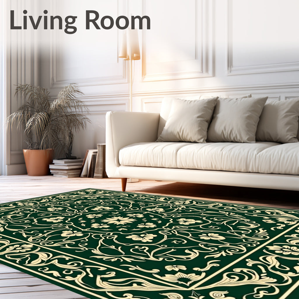 Ornate Floral Square Patterned Rug