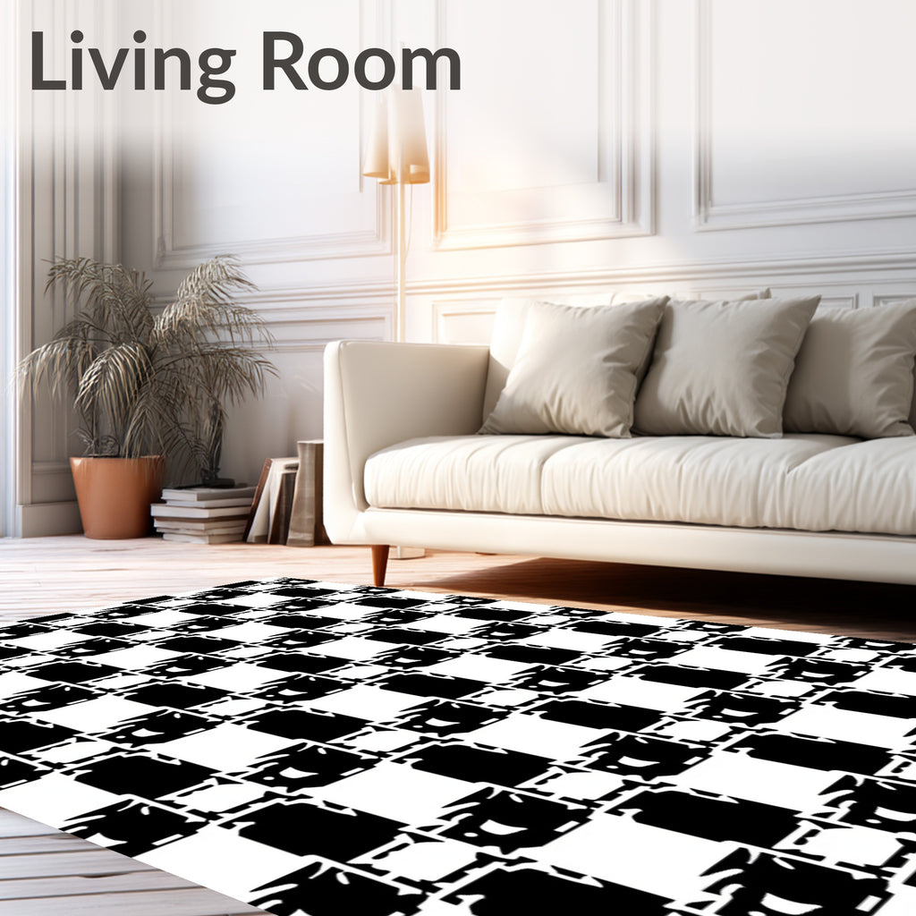 Checkerboard Geometric Abstract Pattern Rug