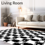 Checkerboard Geometric Abstract Pattern Rug