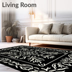 Ornate Floral Bordered Centerpiece Design Rug
