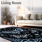Whimsical Blue Butterfly Night Sky Rug