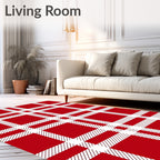 Classic Red Plaid Pattern Design Rug