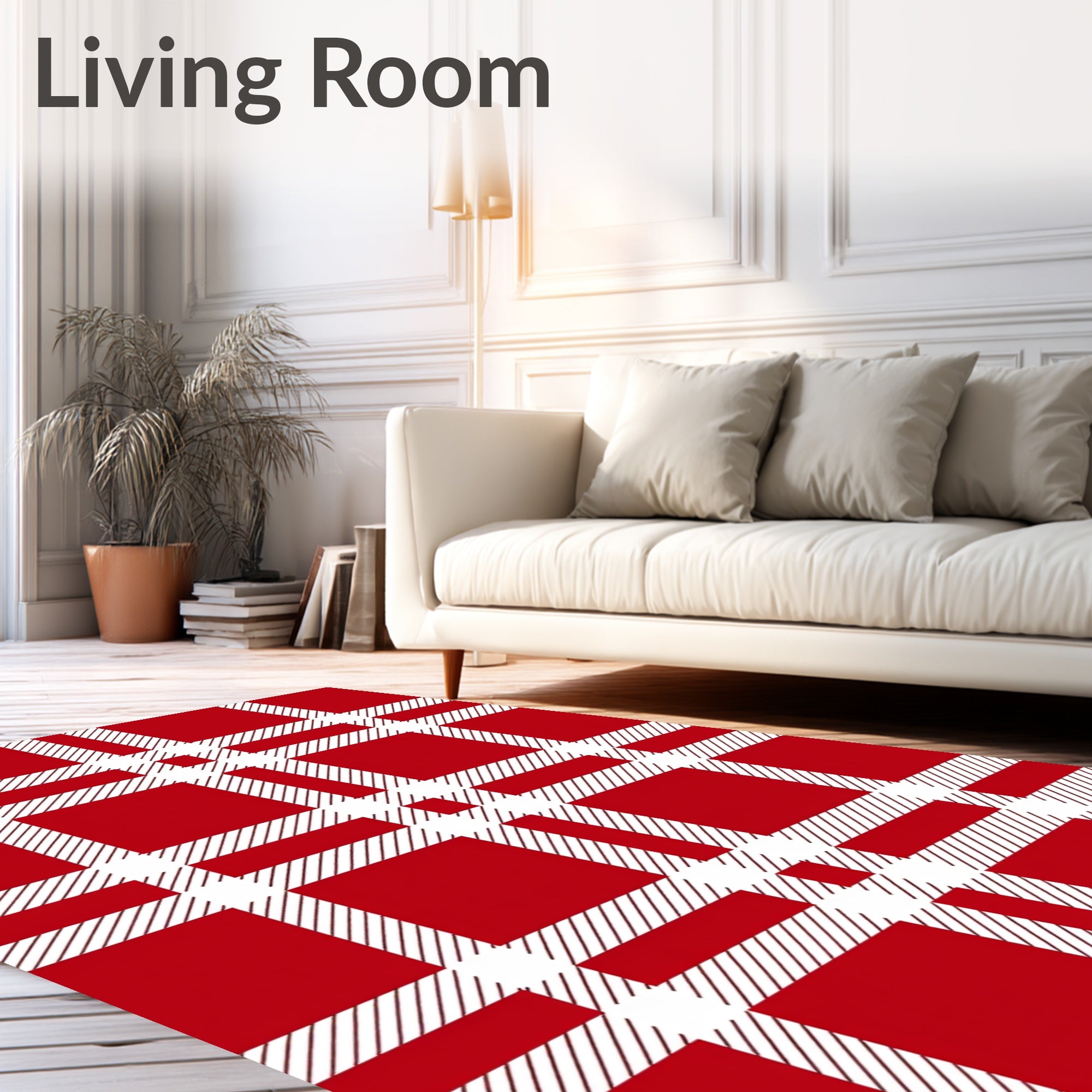 Classic Red Plaid Pattern Design Rug