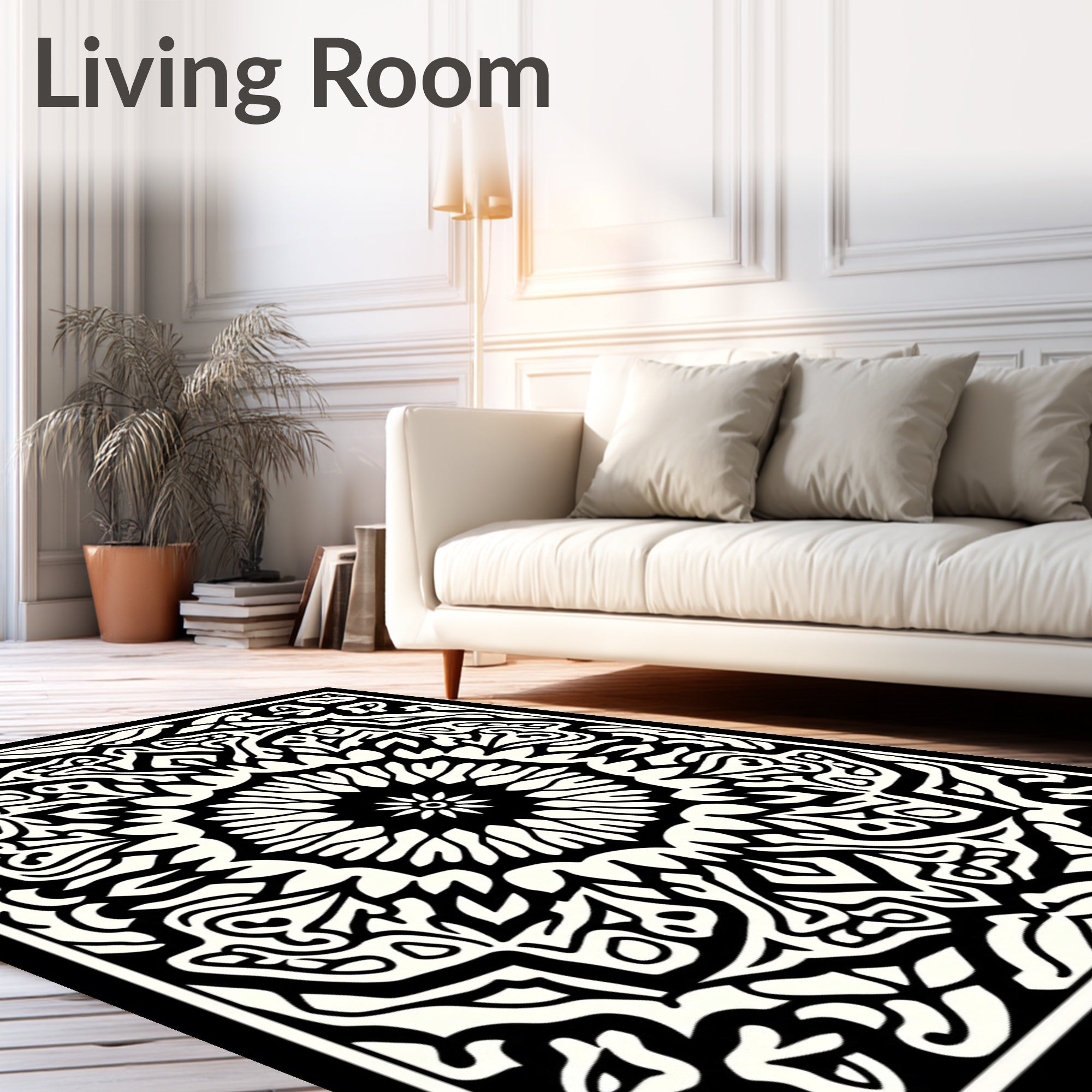 Mandala Symmetry Black And White Design Rug