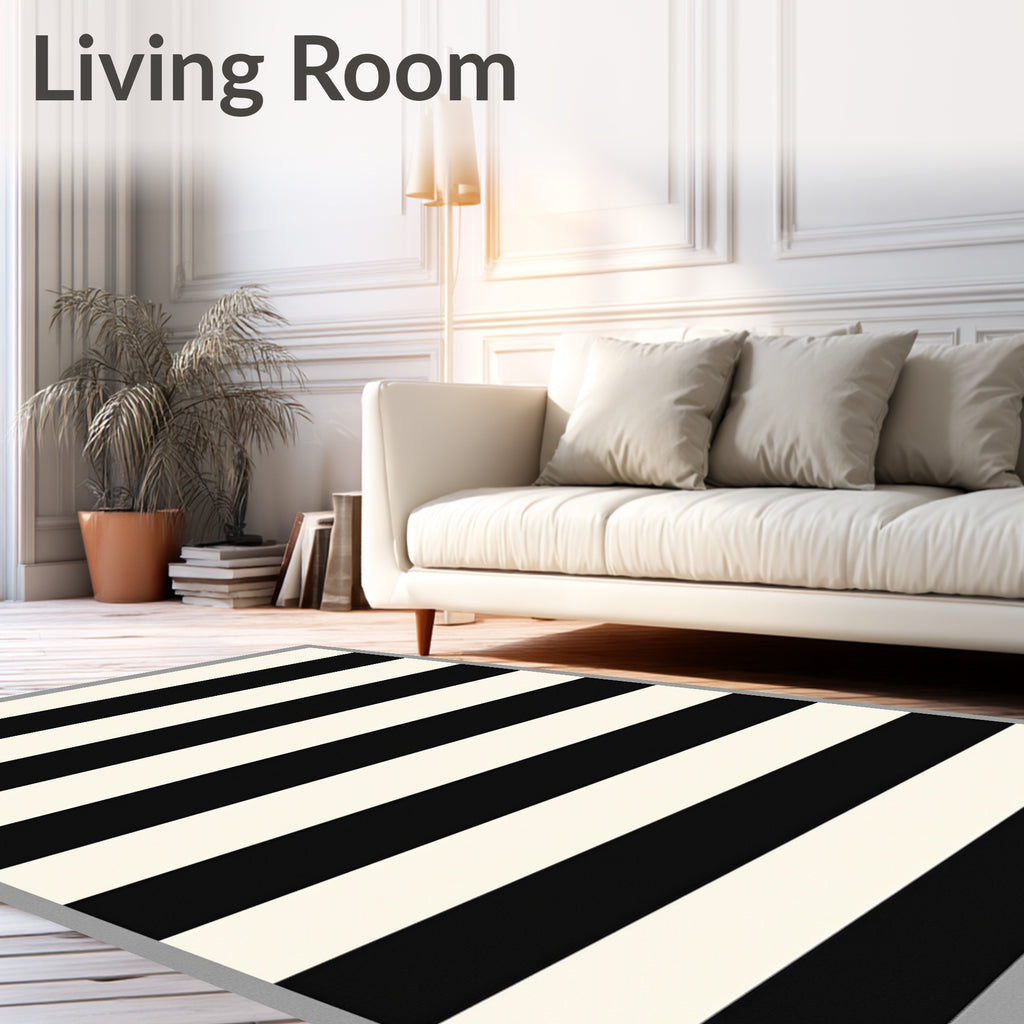 Bold Black and White Stripes Rug