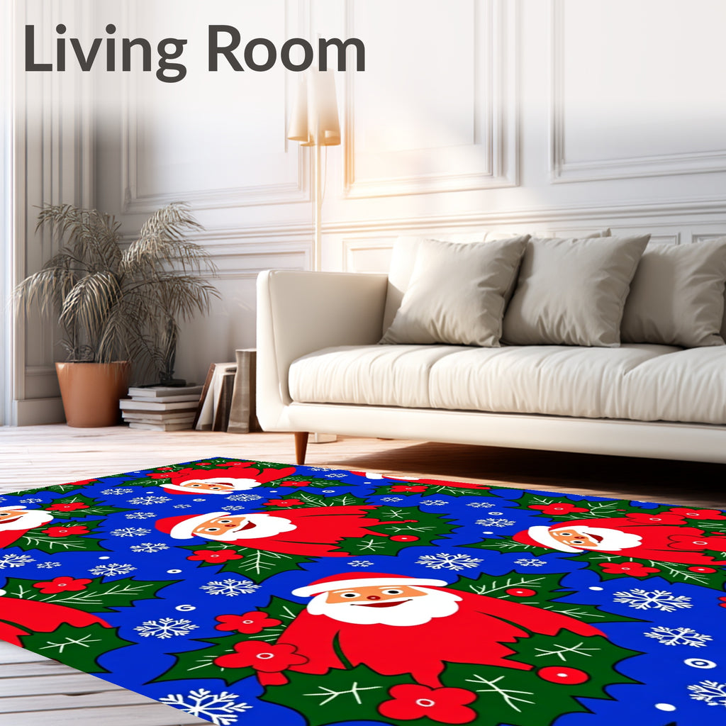 Happy Santa Holly Snowflake Collection Rug