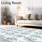 Soft Blue Floral Swirl Pattern Rug