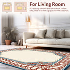 Ornate Red Blue Border Design Rug