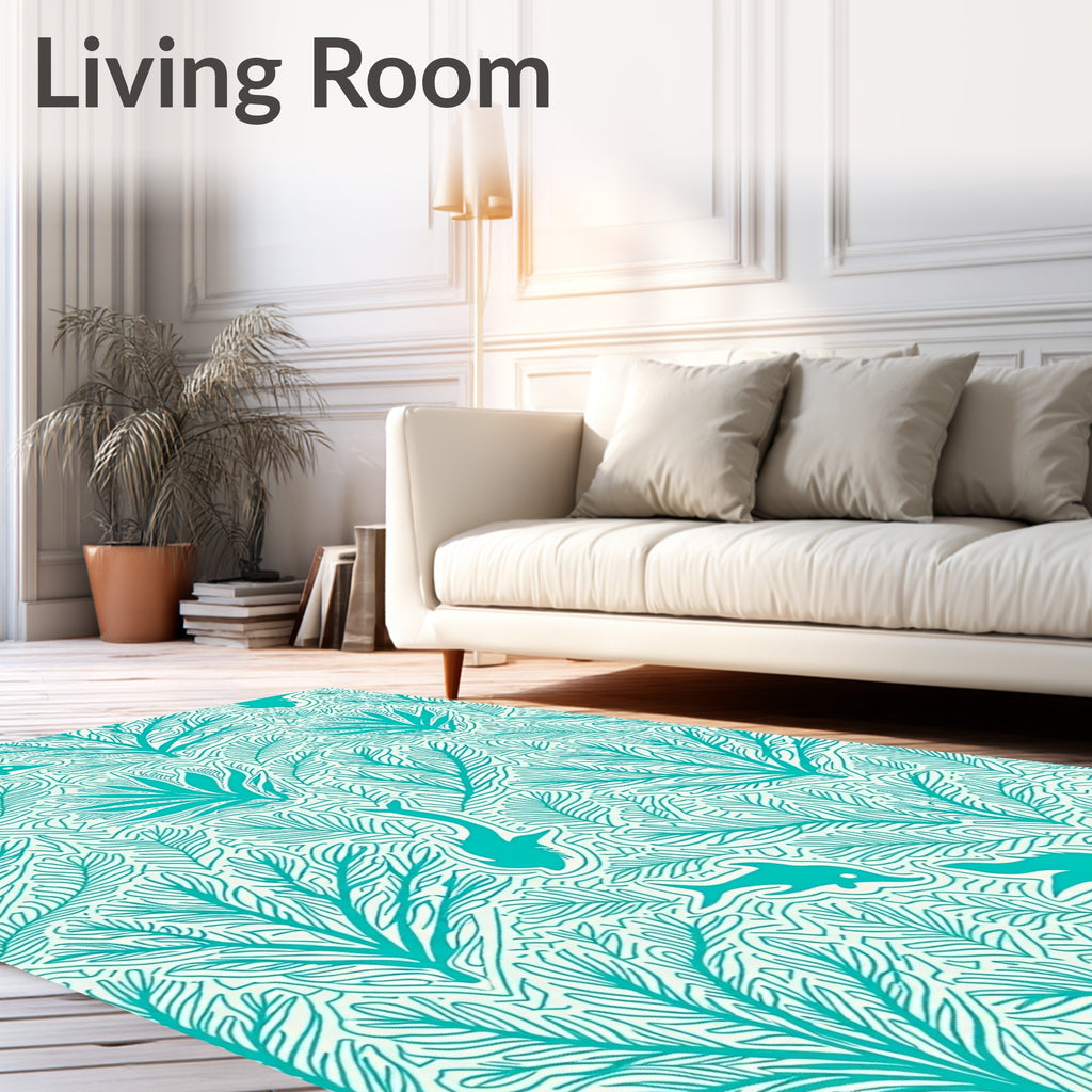 Aqua Marine Life Pattern Rug