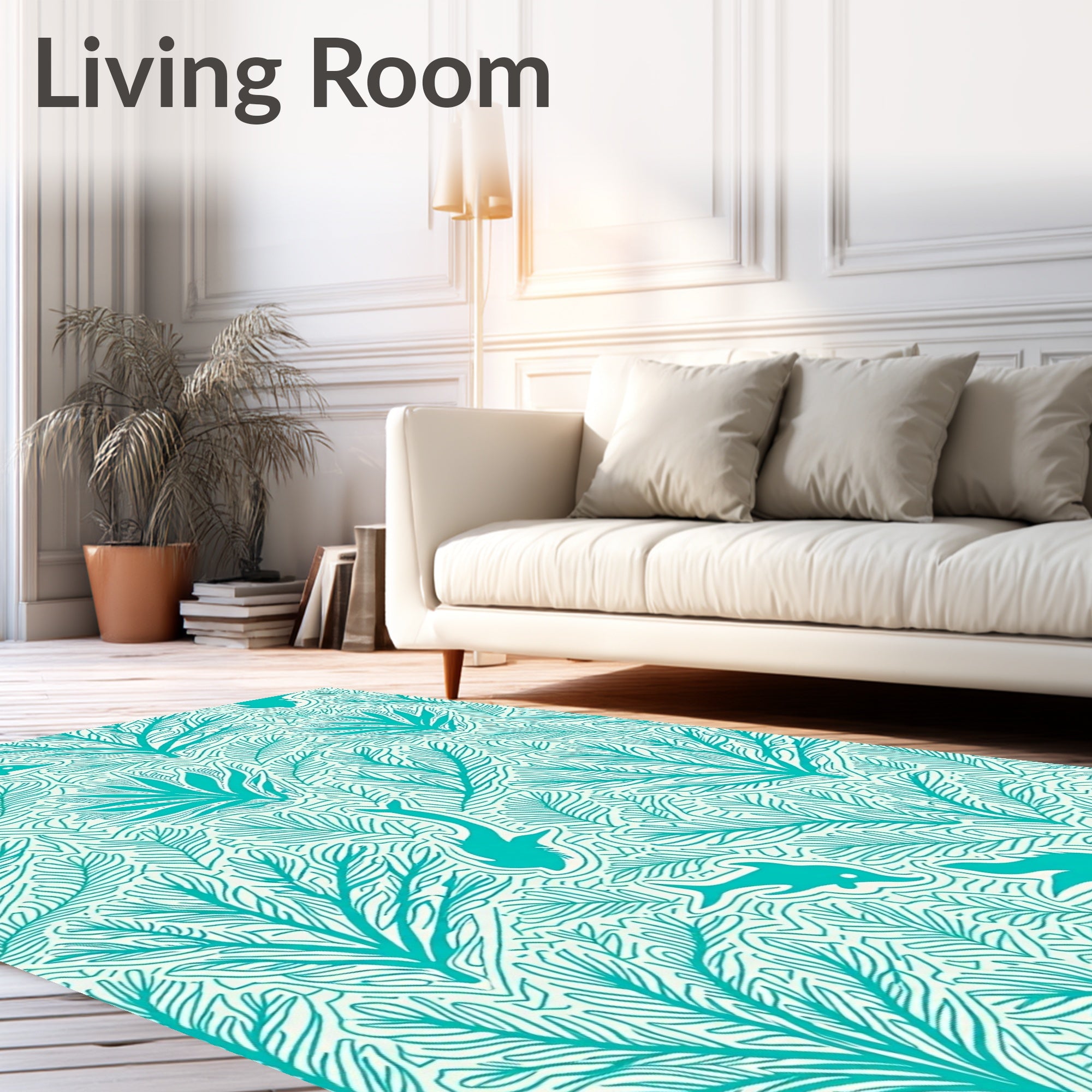 Aqua Marine Life Pattern Rug