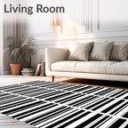 Modern Black White Stripe Pattern Rug