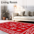 Red Snowflake Pattern Rug