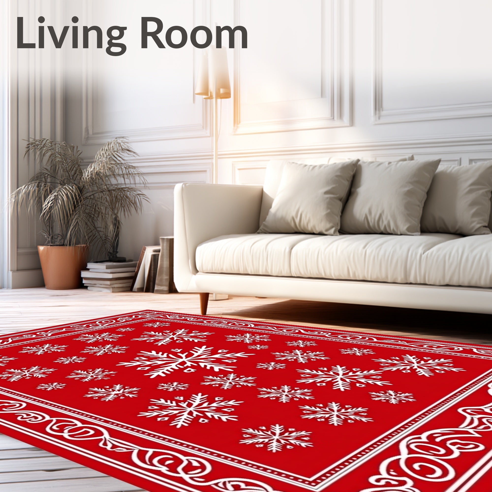 Red Snowflake Pattern Rug