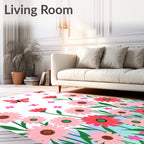 Daisies with Butterflies and Flowers Rug