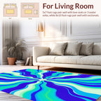 Radiant Blue Green Wave Design Rug