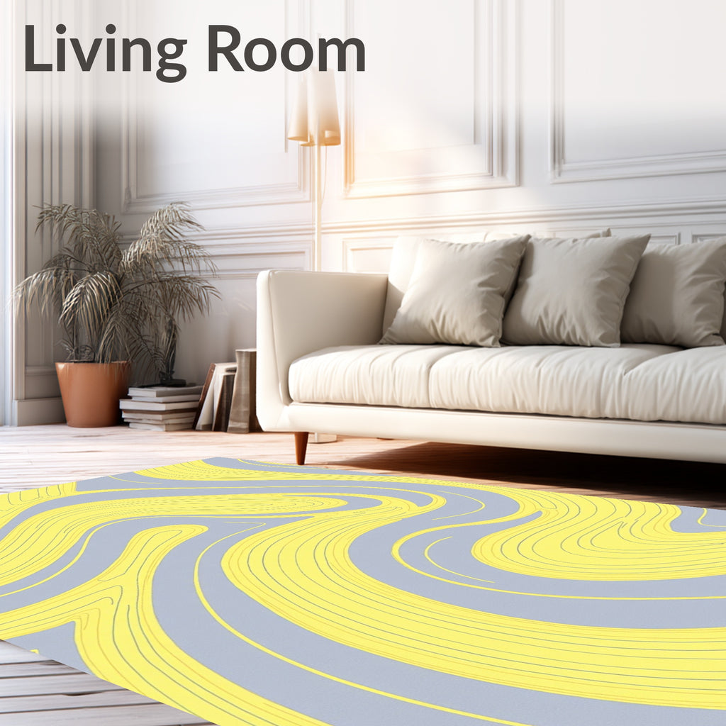 Gray Yellow Fluid Wave Rug